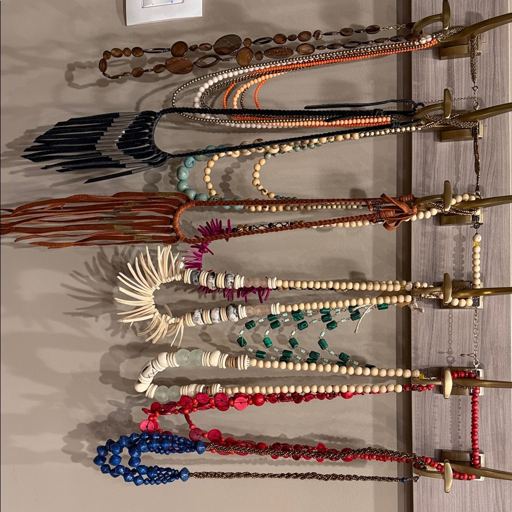 Lot of 11 long necklaces Boho Multi-Strand Statement Necklaces - Mixed Colors